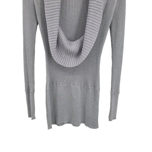 90's Rampage Sweater Gray Silver Metallic Threading Deep Draped Cowl Tunic M - Picture 6 of 12